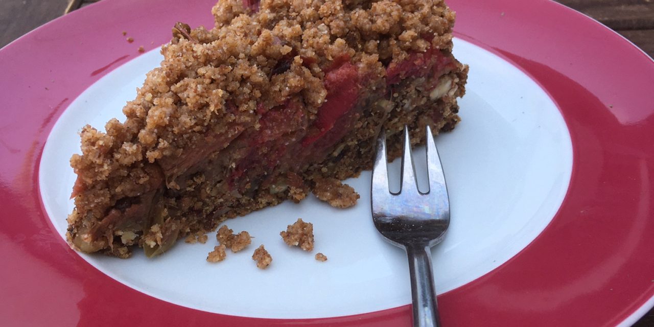 Rhabarber – als Kuchen mit Streuseln belegt (vegan)